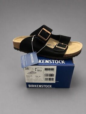 Birkenstock Arizona BS Black Suede Sandals Size 38 Regular Fit NWT